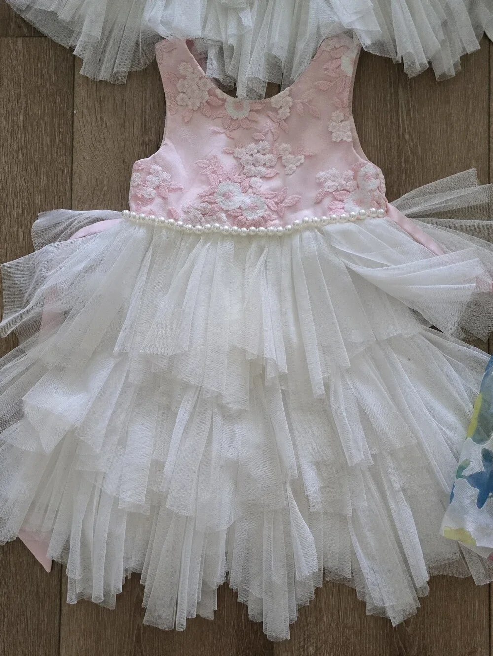 American Princess Pink White Tulle Girl Dresses Lot Bundle Elegant Ruffled 4 5